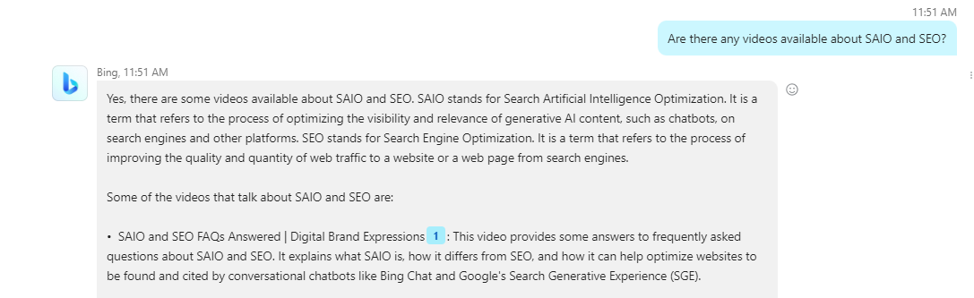 Bing Chat SAIO Videos
